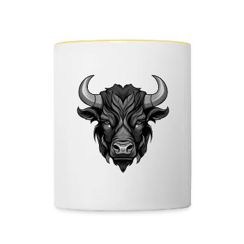 Bull Head Taurus - Contrasting Mug - white/yellow - Front