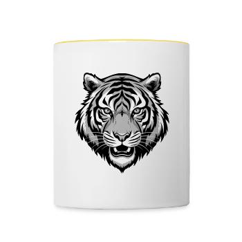 Tiger Head - Contrasting Mug - white/yellow - Front