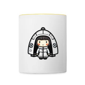 Igloo Eskimo Bande dessinée d’hiver - Mug contrasté - blanc/jaune - Devant