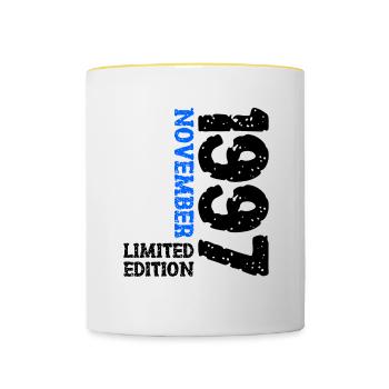 1997 November Limited Edition 26. Geburtstag Deko - Tasse zweifarbig - Weiß/Gelb - Vorne