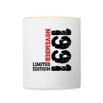 1991 November Limited Edition 32. Geburtstag Deko - Tasse zweifarbig - Weiß/Gelb - Vorne