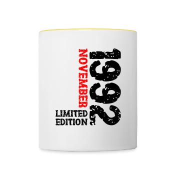 1992 November Limited Edition 31. Geburtstag Deko - Tasse zweifarbig - Weiß/Gelb - Vorne