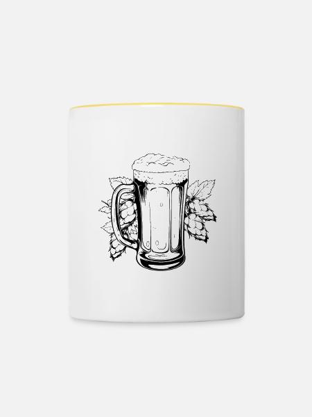 Bierglas Hopfen Malz Bier - Tasse zweifarbig - Weiß/Gelb