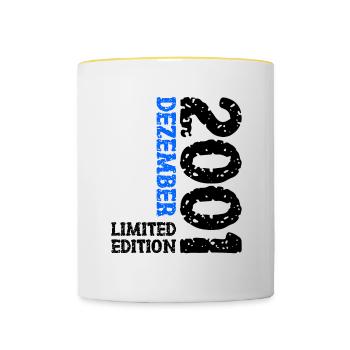 2001 Dezember Limited Edition 22. Geburtstag Deko - Tasse zweifarbig - Weiß/Gelb - Vorne