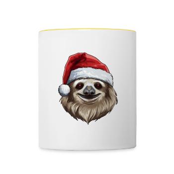 Sloth Christmas Animal Head - Contrasting Mug - white/yellow - Front
