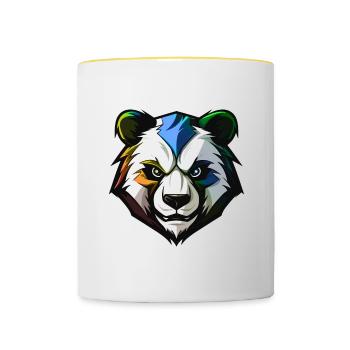 Panda Head Colorful - Contrasting Mug - white/yellow - Front