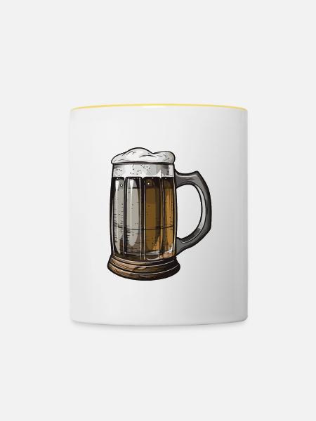Bier Saufen Malz Symbol - Tasse zweifarbig - Weiß/Gelb
