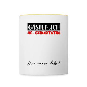 46th birthday gift women's decoration men's guest book - Contrasting Mug - white/yellow - Front