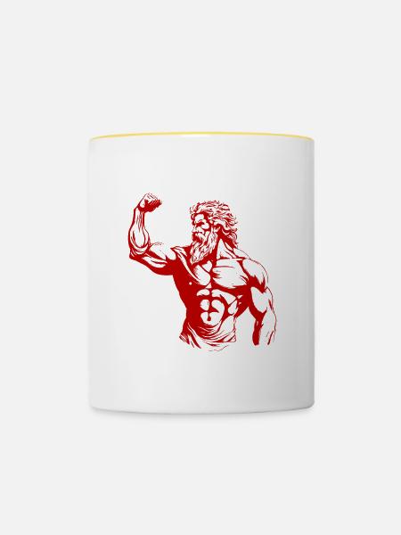 Griechischer Kämpfer Antike Statue - Tasse zweifarbig - Weiß/Gelb
