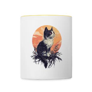 Katzenliebhaber Katzenhalter Katze Katzen Kater - Tasse zweifarbig - Weiß/Gelb - Vorne