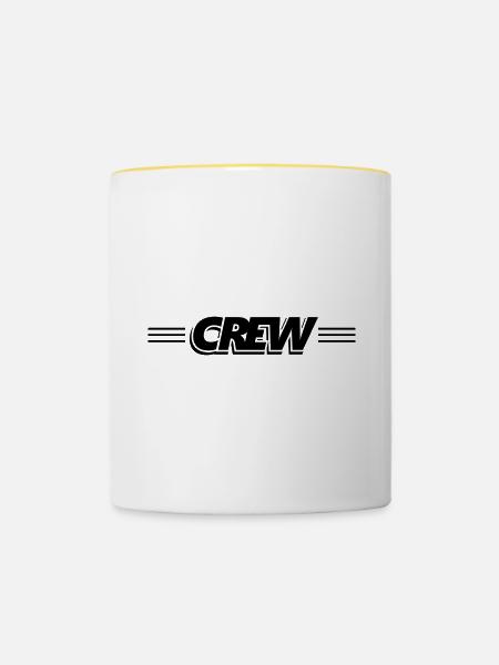 Crew Stempel - Tasse zweifarbig - Weiß/Gelb