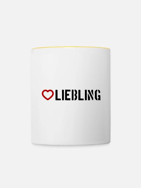 Liebling Herz - Tasse zweifarbig - Weiß/Gelb