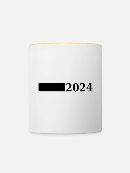 2024 Jahr - Tasse zweifarbig - Weiß/Gelb