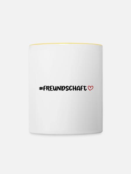Freundschaft Herz - Tasse zweifarbig - Weiß/Gelb