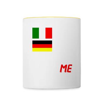 50% Italienisch 50% deutsch - Tasse zweifarbig - Weiß/Gelb - Vorne