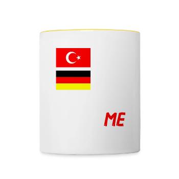 50% Türkisch 50% Deutsch - Tasse zweifarbig - Weiß/Gelb - Vorne