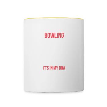 Bowling DNA bowler bowler gift - Mug contrasté - blanc/jaune - Devant