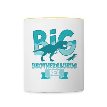 Big Brothersaurus Rex Big Brother Dinosaur - Contrasting Mug - white/yellow - Front