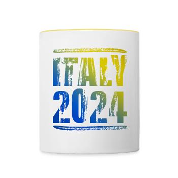 Italien 2024 Bunt Urlaub - Tasse zweifarbig - Weiß/Gelb - Vorne