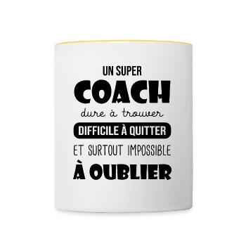 Super coach cadeau coach entrianeur - Mug contrasté - blanc/jaune - Devant