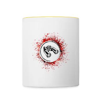 Binoculars Icon - Contrasting Mug - white/yellow - Front
