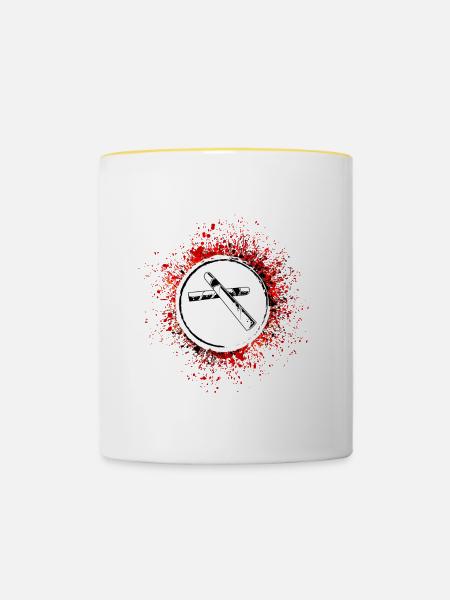 Zigarre Symbol - Tasse zweifarbig - Weiß/Gelb