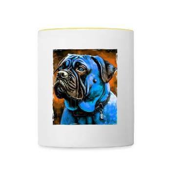 Portrait de chien Mastiff - Mug contrasté - blanc/jaune - Devant