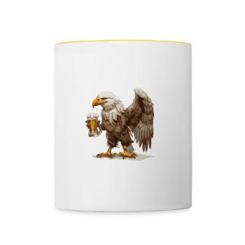 Adler Bier Lustig - Tasse zweifarbig - Weiß/Gelb - Vorne