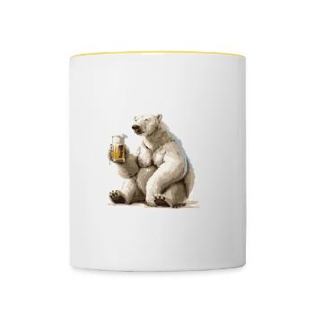 Polar Bear Beer Funny - Contrasting Mug - white/yellow - Front