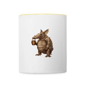 Belt Beer Funny - Contrasting Mug - white/yellow - Front