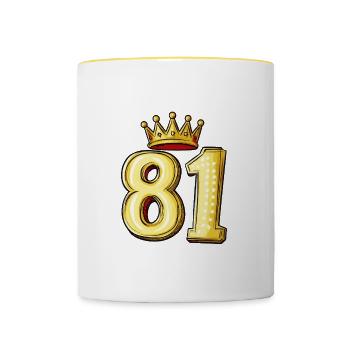 81 Zahl Krone - Tasse zweifarbig - Weiß/Gelb - Vorne