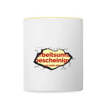 Je m’en fiche, j’ai l’AU - Mug contrasté - blanc/jaune - Devant
