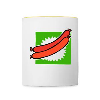 HOT DOGS! - Sausages / Bangers / Frankfurters - Contrasting Mug - white/yellow - Front
