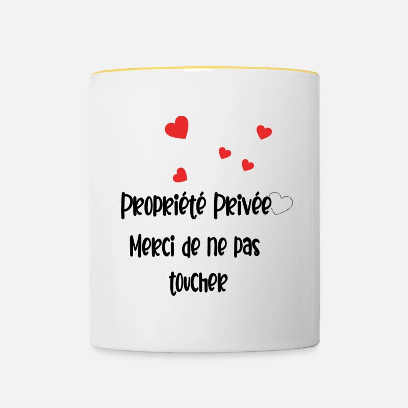 Propriété privée merci de ne pas toucher - Mug contrasté - blanc/jaune