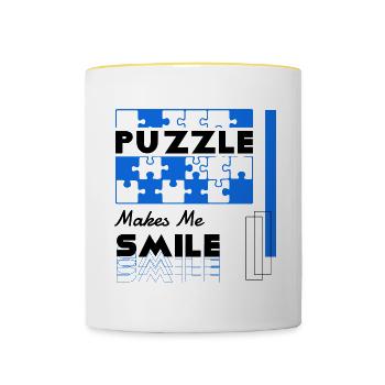 Puzzling Makes Me Smile Puzzle Jigsaw - Contrasting Mug - white/yellow - Front