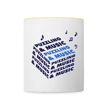 Puzzling and Music Notes Musician Jigsaw - Contrasting Mug - white/yellow - Front