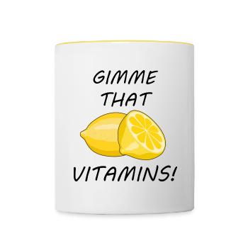 Gimme That Vitamins Ironic Lemon Citrus Fruit - Contrasting Mug - white/yellow - Front