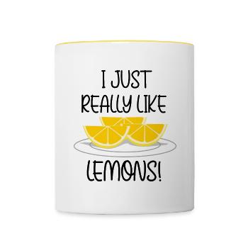 J'aime vraiment les citrons, la limonade d'été - Mug contrasté - blanc/jaune - Devant