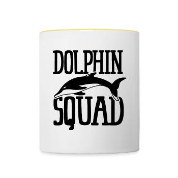 Dolphin Squad Lustige Meerestiere Ocean - Tasse zweifarbig - Weiß/Gelb - Vorne