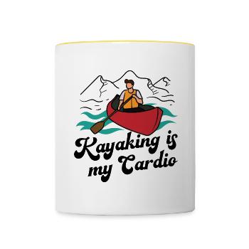 Le kayak en tant que kayak de sport nautique - Mug contrasté - blanc/jaune - Devant