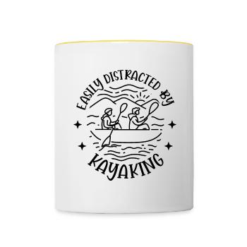 Distrait par le kayak Sports nautiques Kayak - Mug contrasté - blanc/jaune - Devant