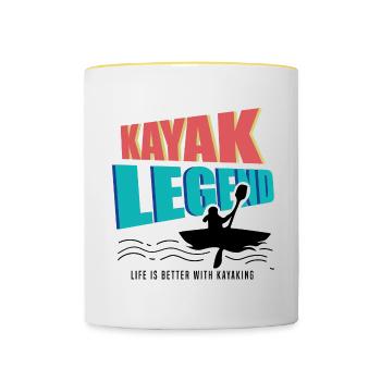 Kayak Legend Kayak Canoë Sports nautiques - Mug contrasté - blanc/jaune - Devant