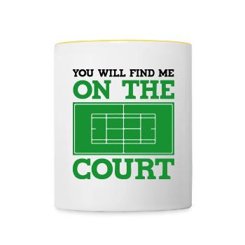 Finde mich auf dem Platz Tennisspieler Hobby - Tasse zweifarbig - Weiß/Gelb - Vorne