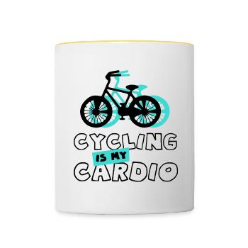 Le cyclisme en tant que vélo de cardio-mobilité - Mug contrasté - blanc/jaune - Devant