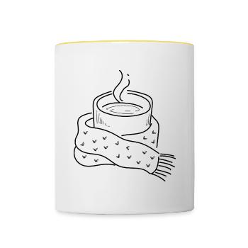 Hot Chocolate Winter Season Cozy Nature Snowflake - Contrasting Mug - white/yellow - Front