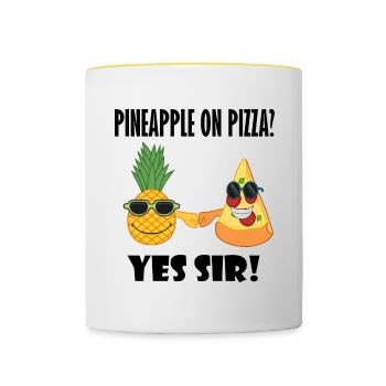 Pizza à l'ananas Pizza hawaïenne Exotic Pizzaiolo - Mug contrasté - blanc/jaune - Devant