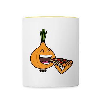 Pizza à l'oignon Ironic Onion Pizza Chef - Mug contrasté - blanc/jaune - Devant