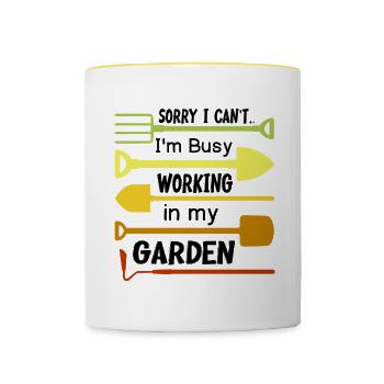 Citation amusante de jardinier, amoureux de la - Mug contrasté - blanc/jaune - Devant