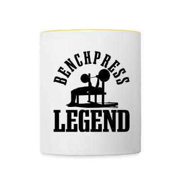 Benchpress Legend Fitnesstraining - Tasse zweifarbig - Weiß/Gelb - Vorne