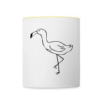 Artsy Silhouette Storch Flamingo Süßer Vogel - Tasse zweifarbig - Weiß/Gelb - Vorne